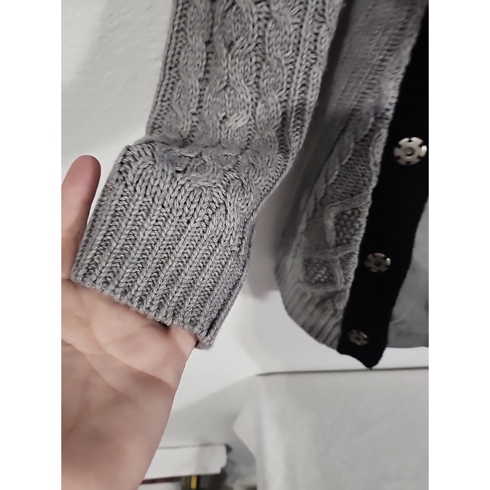 RD Style Gray Cable Knit Sweater Side Snap Button Design Women's Size M - Picture 4 of 10